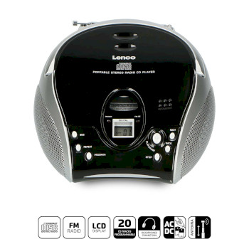 SCD-24 BL/SI Draagbare stereo fm-radio met cd-speler zwart/zilver